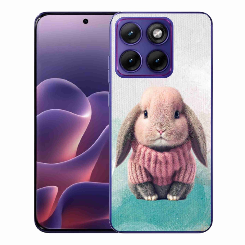 Zselés borítás mmCase a Motorola Edge 70 Fusion készülékhez - nyúl pulóverben