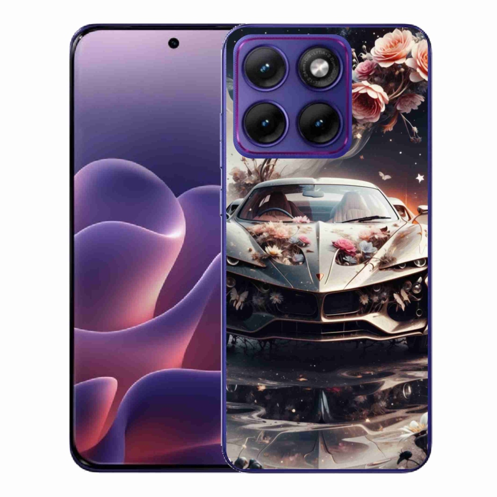 Zselés borítás mmCase a Motorola Edge 70 Fusion készülékhez - virágos sportkocsi