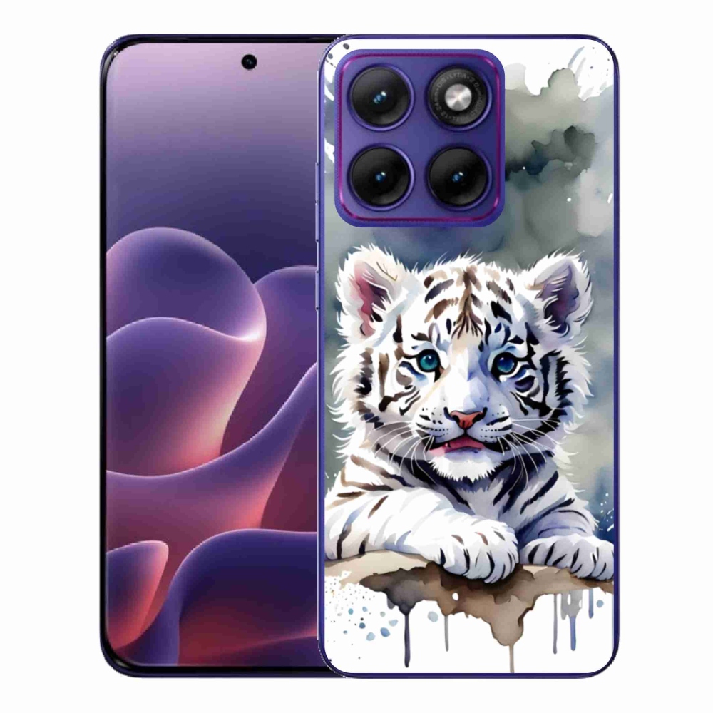 Zselés borítás mmCase a Motorola Edge 70 Fusion készülékhez - fehér tigriskölyök