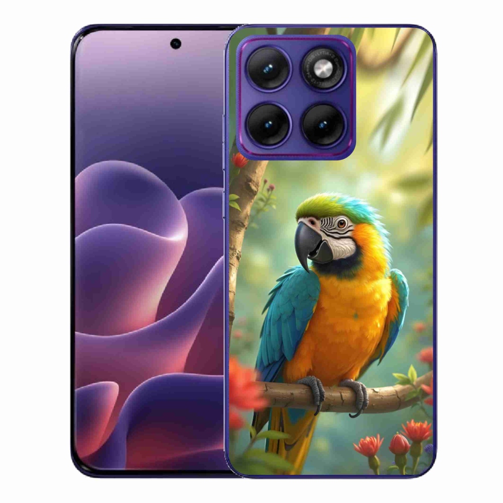 Zselés borítás mmCase Motorola Edge 70 Fusion készülékhez - papagáj ara kék és sárga