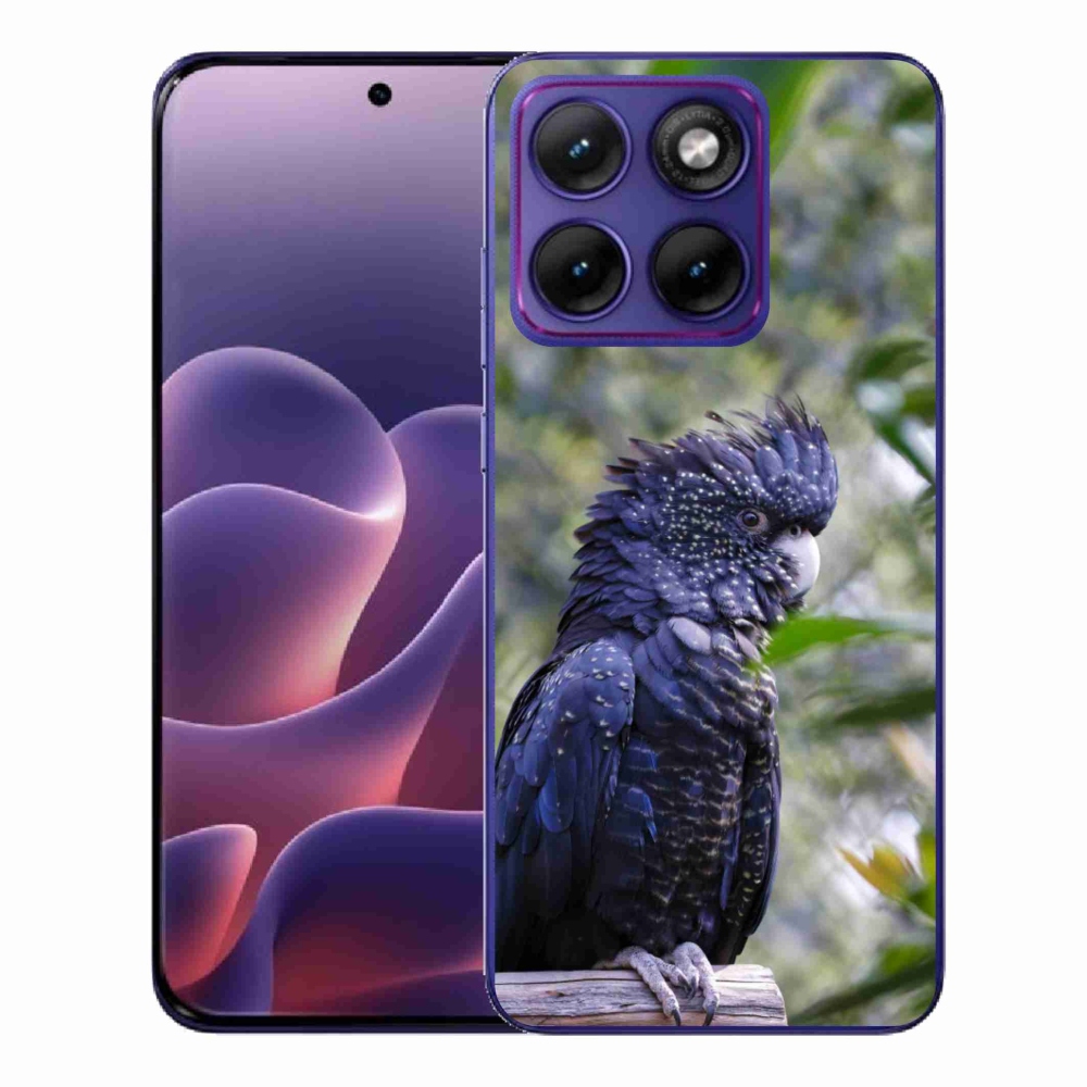 Zselés borítás mmCase a Motorola Edge 70 Fusion készülékhez - papagáj kakadu fekete