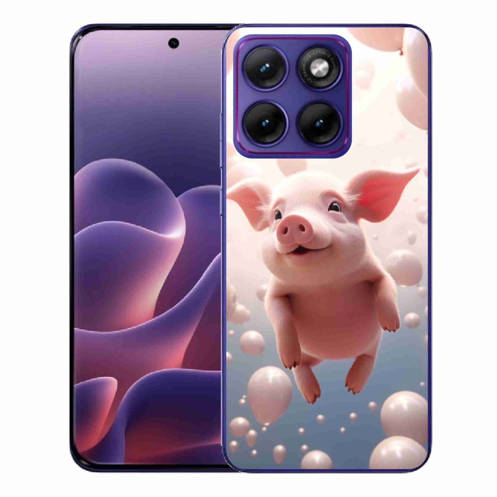 Zselés borítás mmCase a Motorola Edge 70 Fusion készülékhez - malacka lufikkal