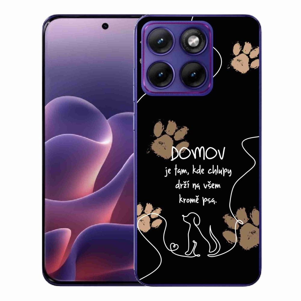 Zselés borítás mmCase a Motorola Edge 70 Fusion készülékhez - kutya motívum fekete háttérrel