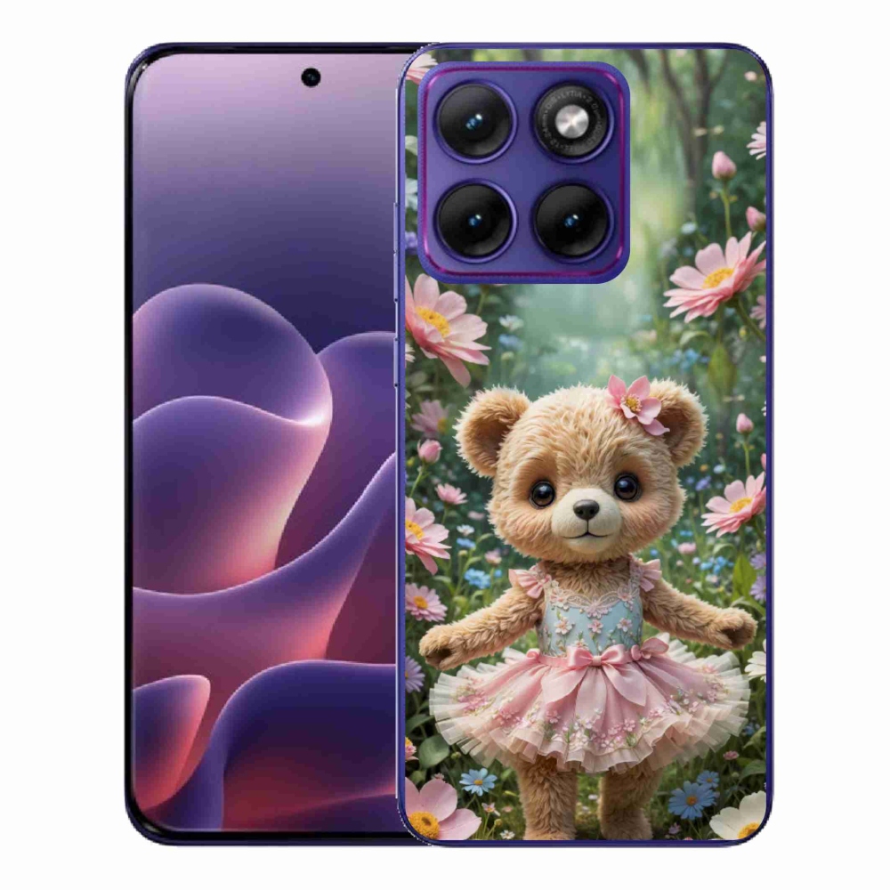 Zselés borítás mmCase a Motorola Edge 70 Fusion készülékhez - aranyos virágos mackó