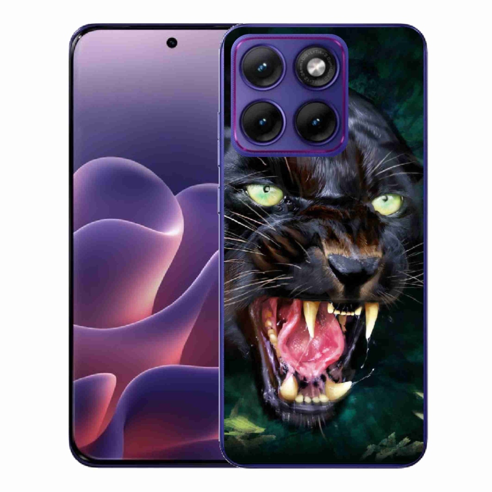 Zselés borítás mmCase a Motorola Edge 70 Fusion készülékhez - dühös fekete párduc