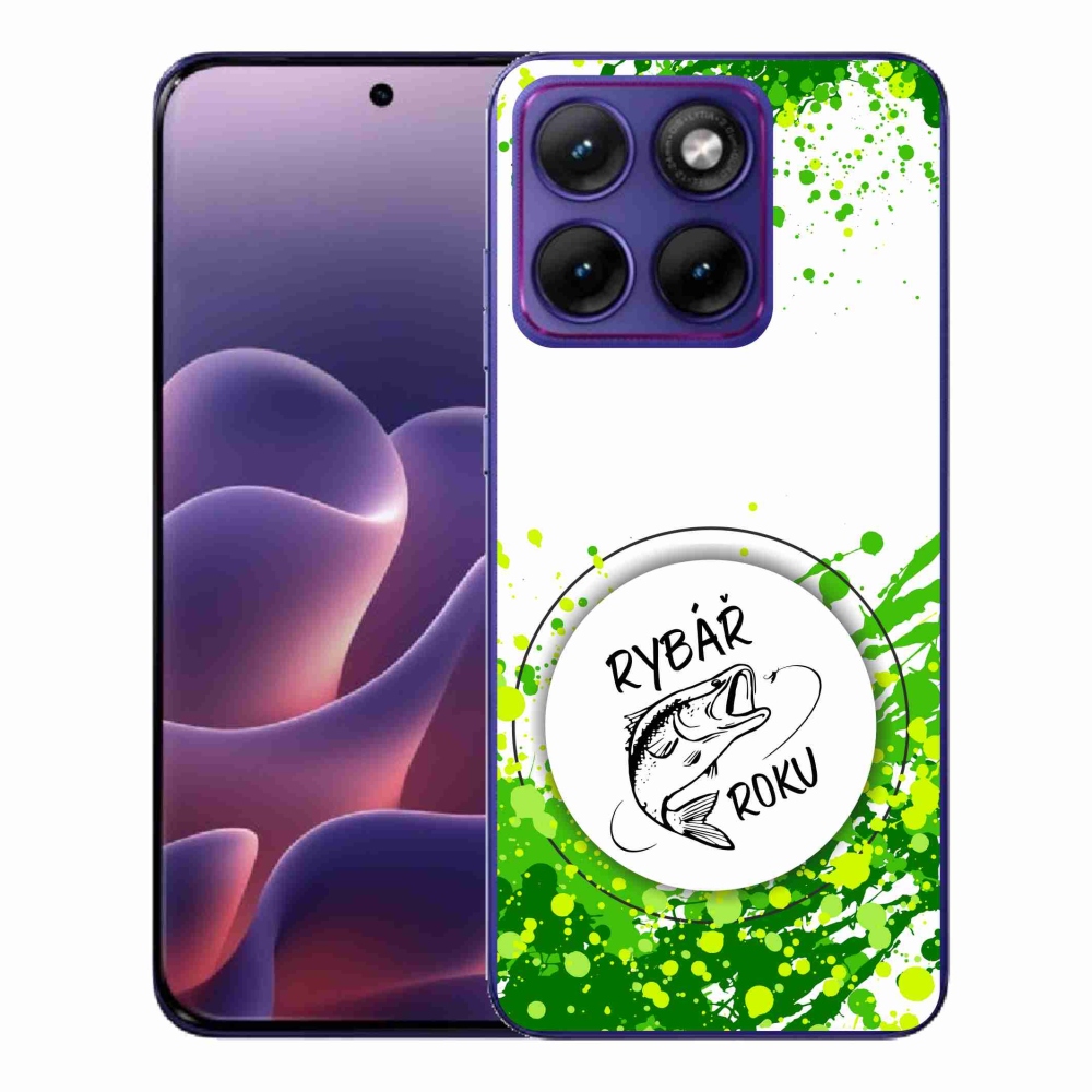 Gél borítás mmCase a Motorola Edge 70 Fusion készülékhez - Az év horgásza fehér háttérrel