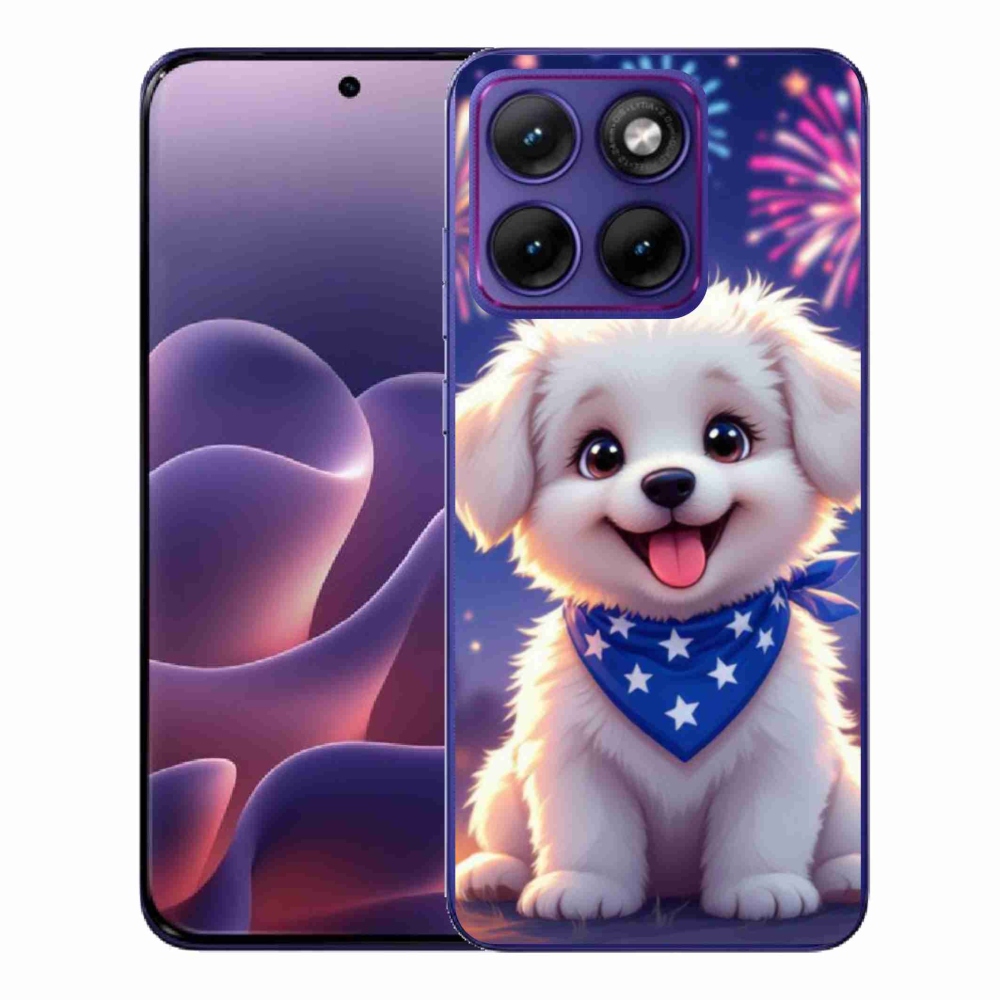 Zselés borítás mmCase a Motorola Edge 70 Fusion készülékhez - ünnepi kölyökkutyakölyök