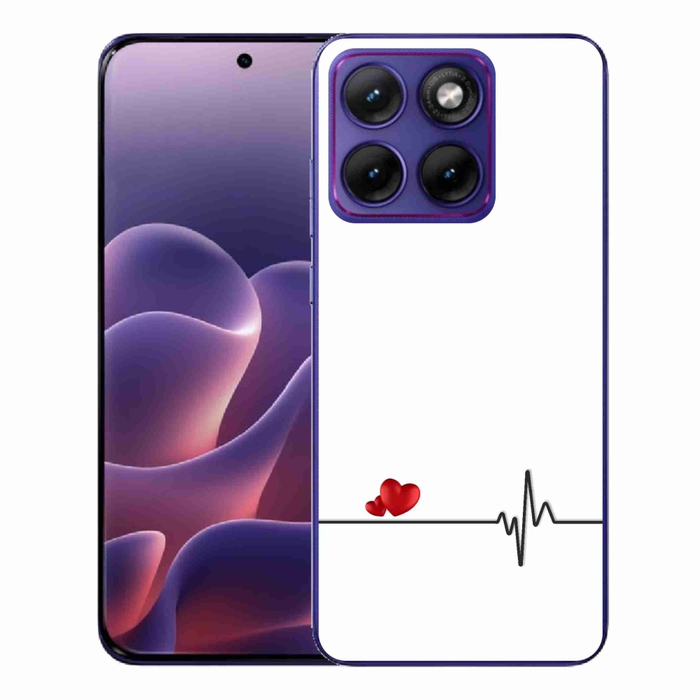 Zselés borítás mmCase a Motorola Edge 70 Fusion készülékhez - szív és szívverés fehér háttérrel