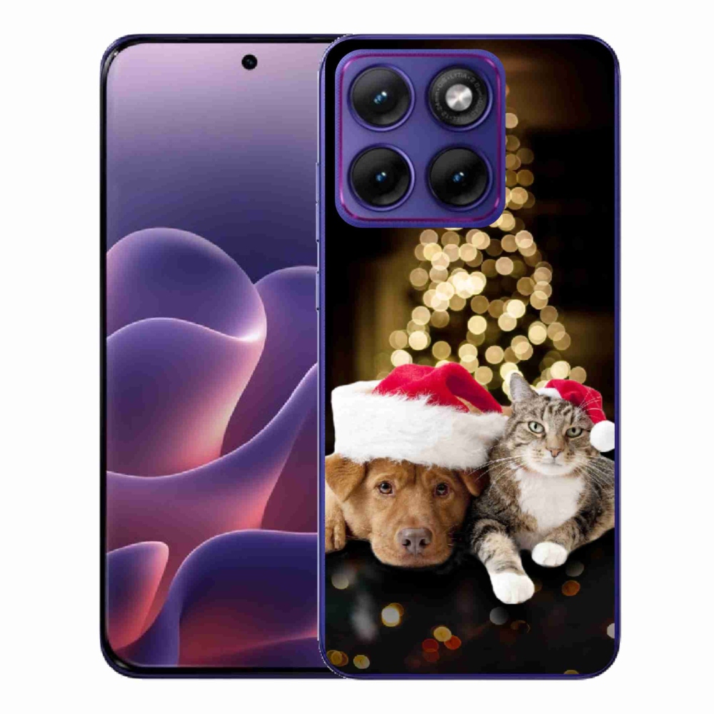 Zselés borítás mmCase a Motorola Edge 70 Fusion készülékhez - Karácsonyi kutya és macska