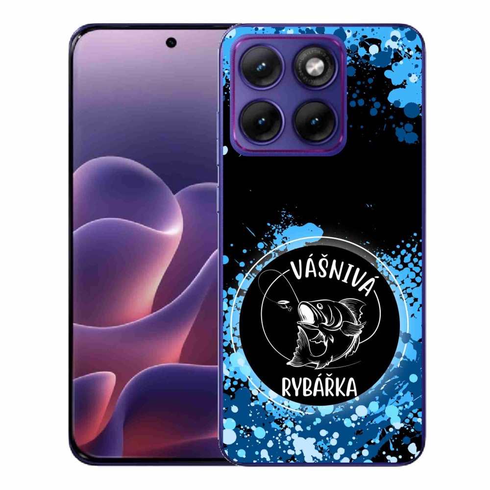 Zselés borítás mmCase a Motorola Edge 70 Fusion készülékhez - szenvedélyes halásznő fekete háttérrel