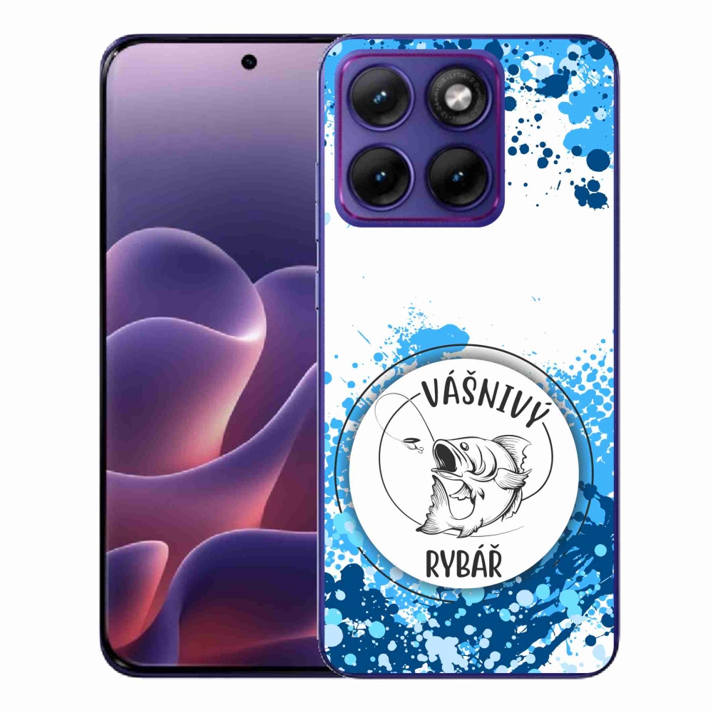 Zselés borítás mmCase a Motorola Edge 70 Fusion készülékhez - szenvedélyes halász fehér háttérrel