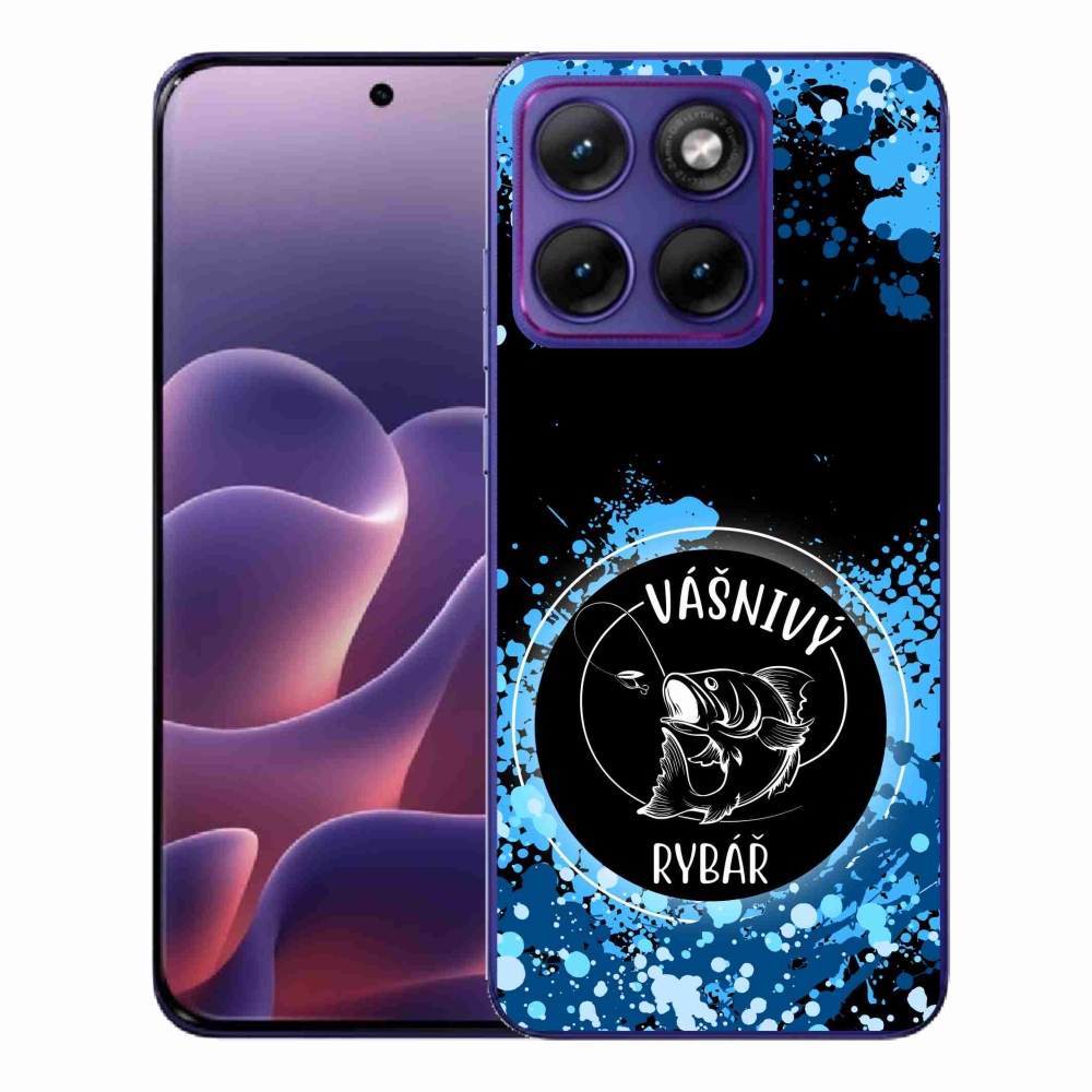 Zselés borítás mmCase a Motorola Edge 70 Fusion készülékhez - szenvedélyes halász fekete háttérrel