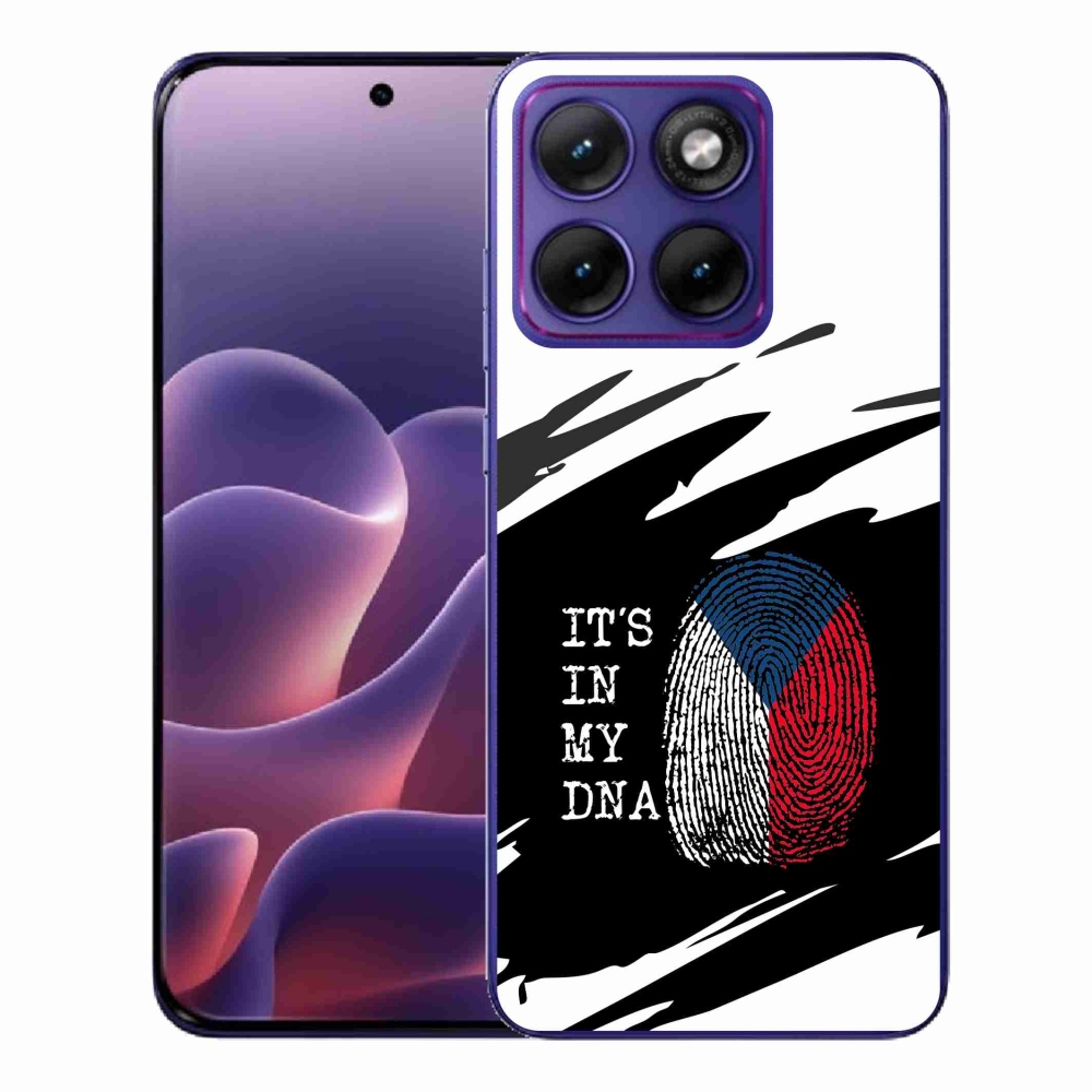 Gél védőburkolat mmCase a Motorola Edge 70 Fusion készülékhez - Zászlós ujjlenyomat fekete és fehér háttérrel