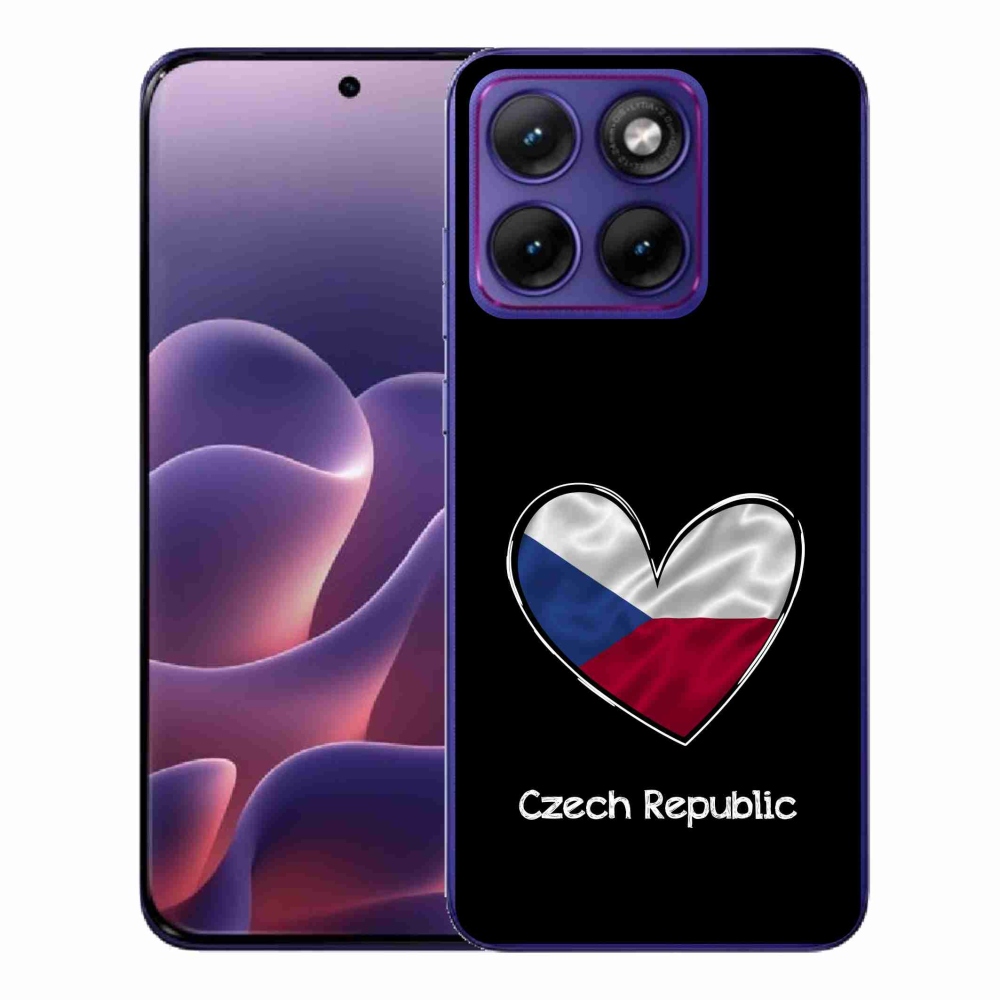 Gél védőhuzat mmCase a Motorola Edge 70 Fusion készülékhez - szív zászló fekete háttérrel