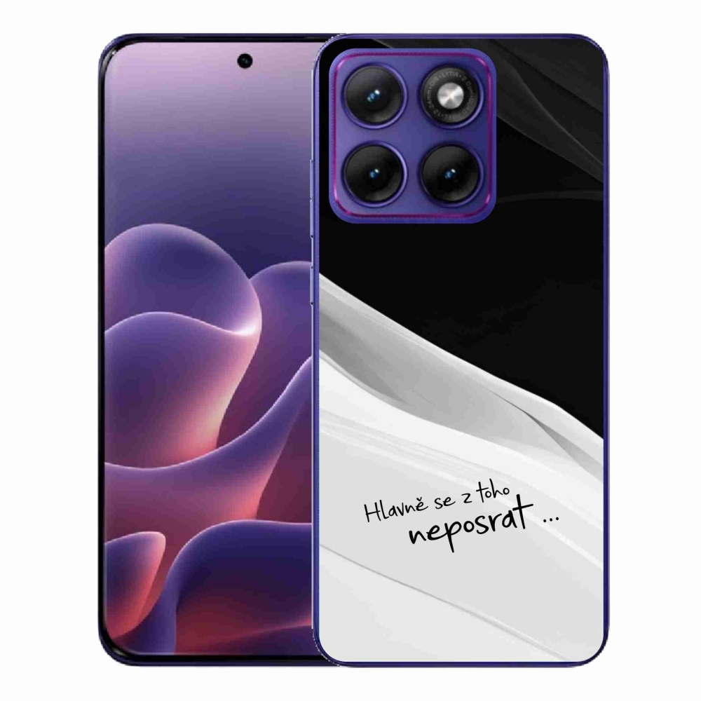 Zselés borító mmCase a Motorola Edge 70 Fusion készülékhez - vicces szöveg 13 fehér és fekete háttérrel