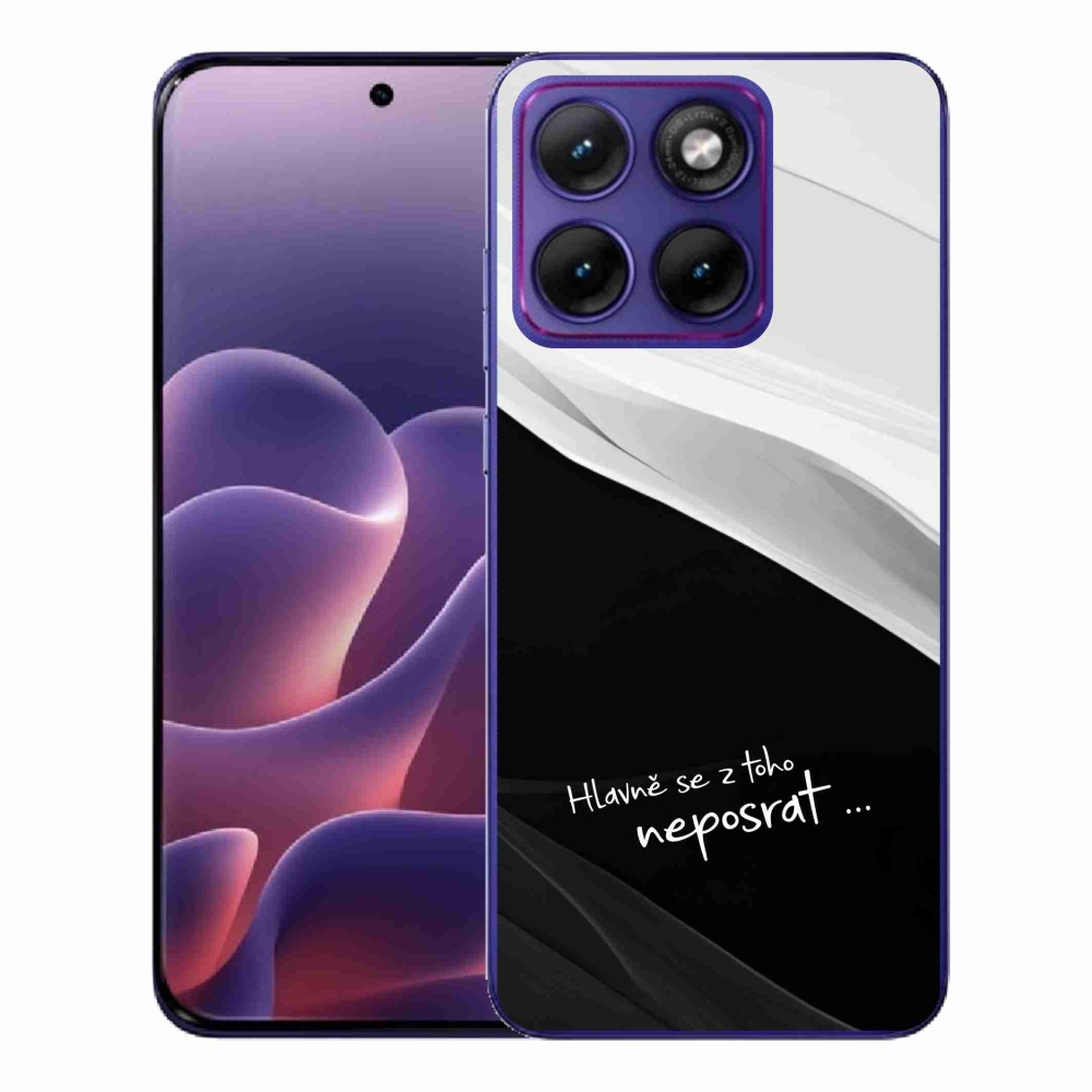 Gél borító mmCase a Motorola Edge 70 Fusion készülékhez - vicces szöveg 13 fekete-fehér háttérrel