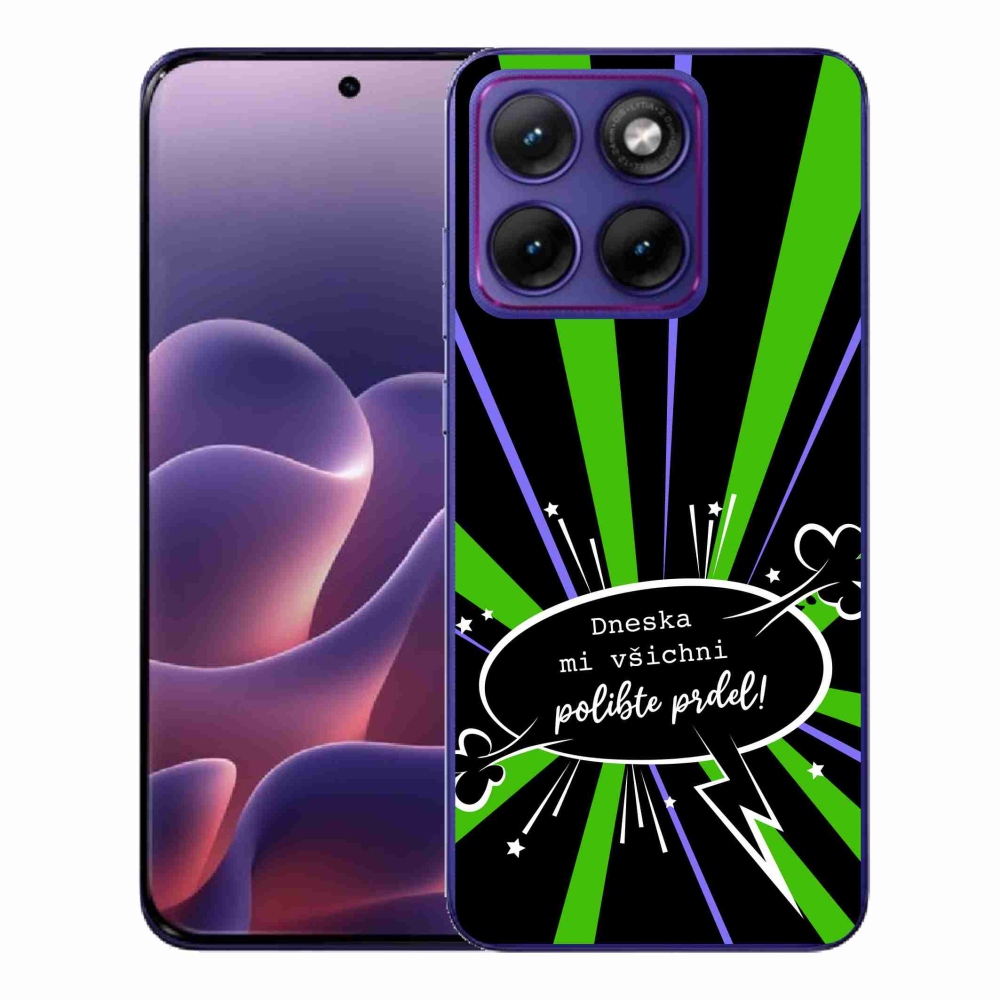 Zselés borító mmCase a Motorola Edge 70 Fusion készülékhez - vicces szöveg 15 fekete háttér