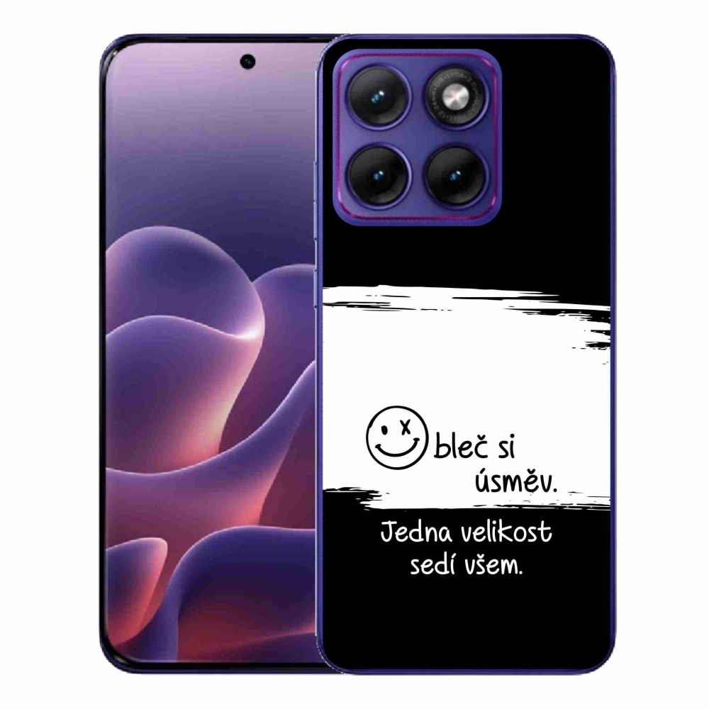 Gél borító mmCase a Motorola Edge 70 Fusion készülékhez - vicces szöveg 8 fekete-fehér háttérrel