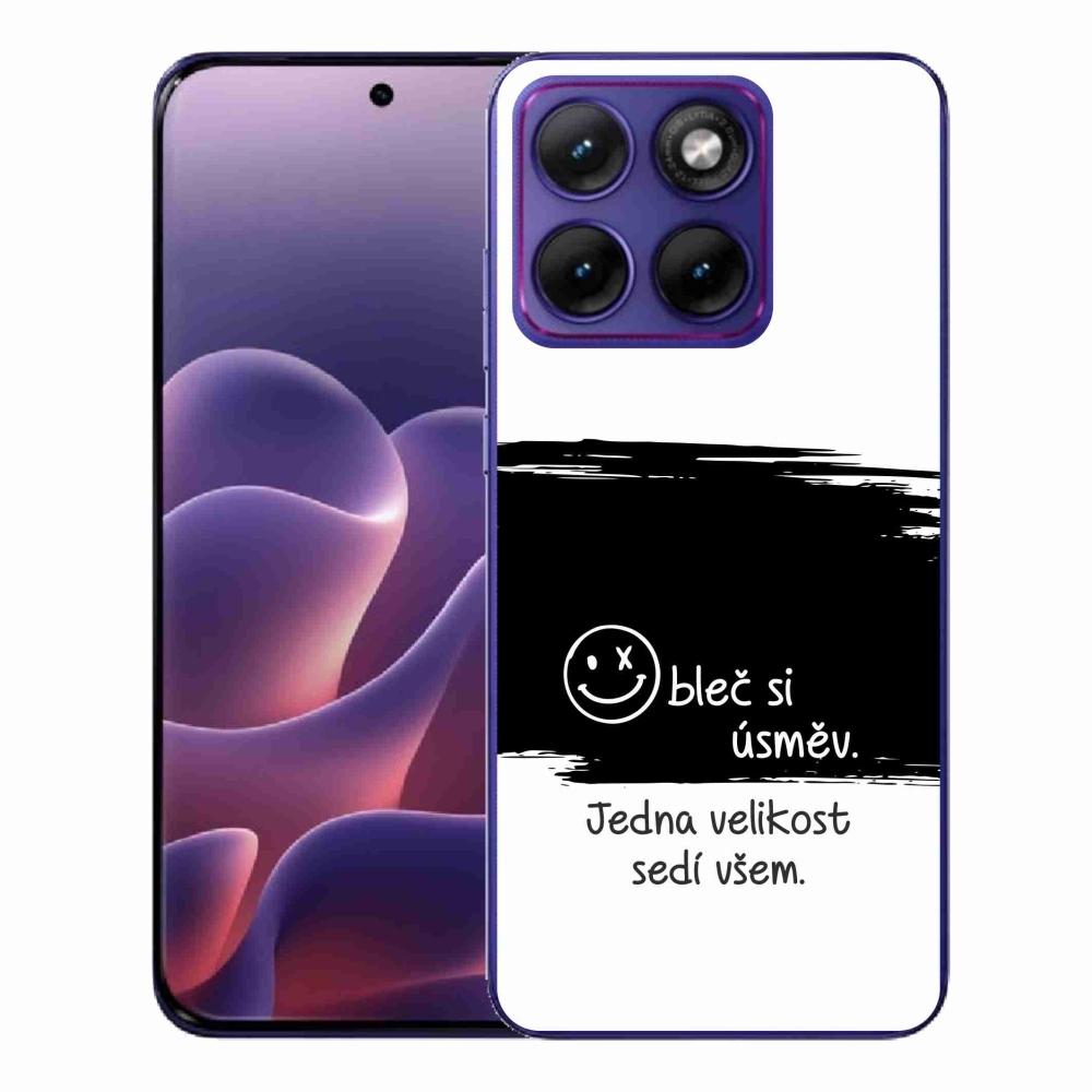Gél borító mmCase a Motorola Edge 70 Fusion készülékhez - vicces szöveg 8 fekete-fehér háttérrel