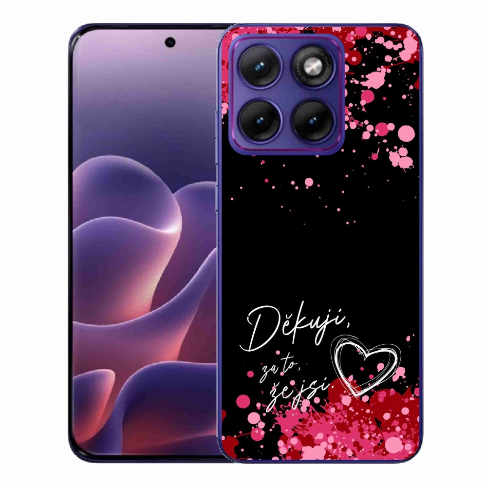 Zselés borító mmCase a Motorola Edge 70 Fusion készülékhez - text in love 2 fekete háttér
