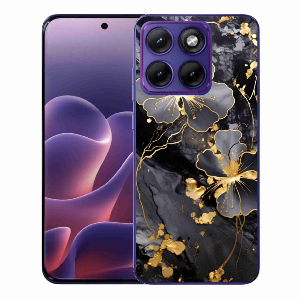 Zselés borítás mmCase a Motorola Edge 70 Fusion készülékhez - aranyszínű virágok
