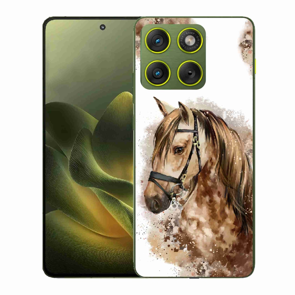 Zselés tok mmCase a Motorola Edge 70 készülékhez - barna rajzfilm ló