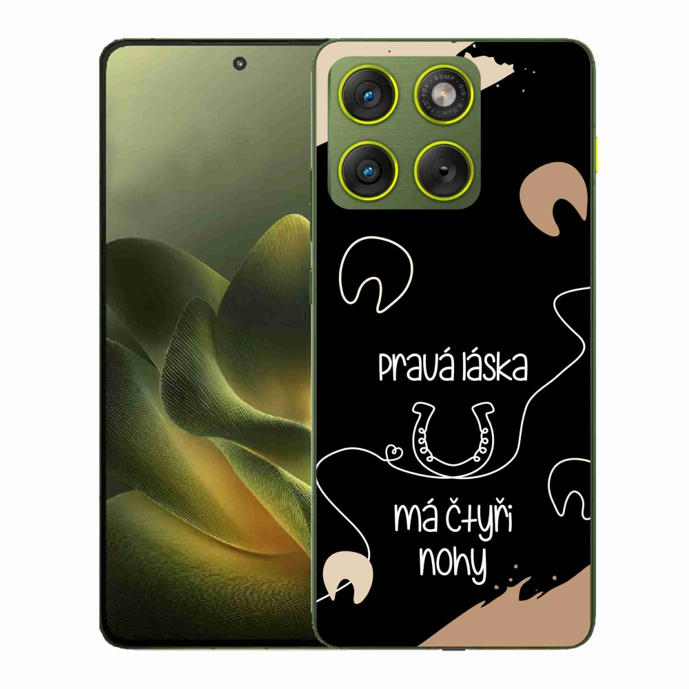 Zselés borítás mmCase a Motorola Edge 70 készülékhez - ló motívum fekete háttérrel