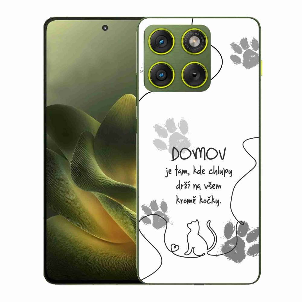 Zselés borító mmCase a Motorola Edge 70 készülékhez - macska motívum fehér háttérrel