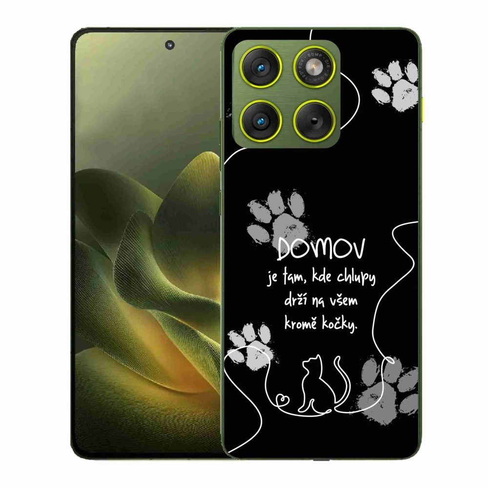 Zselés borítás mmCase a Motorola Edge 70 készülékhez - macska motívum fekete háttérrel