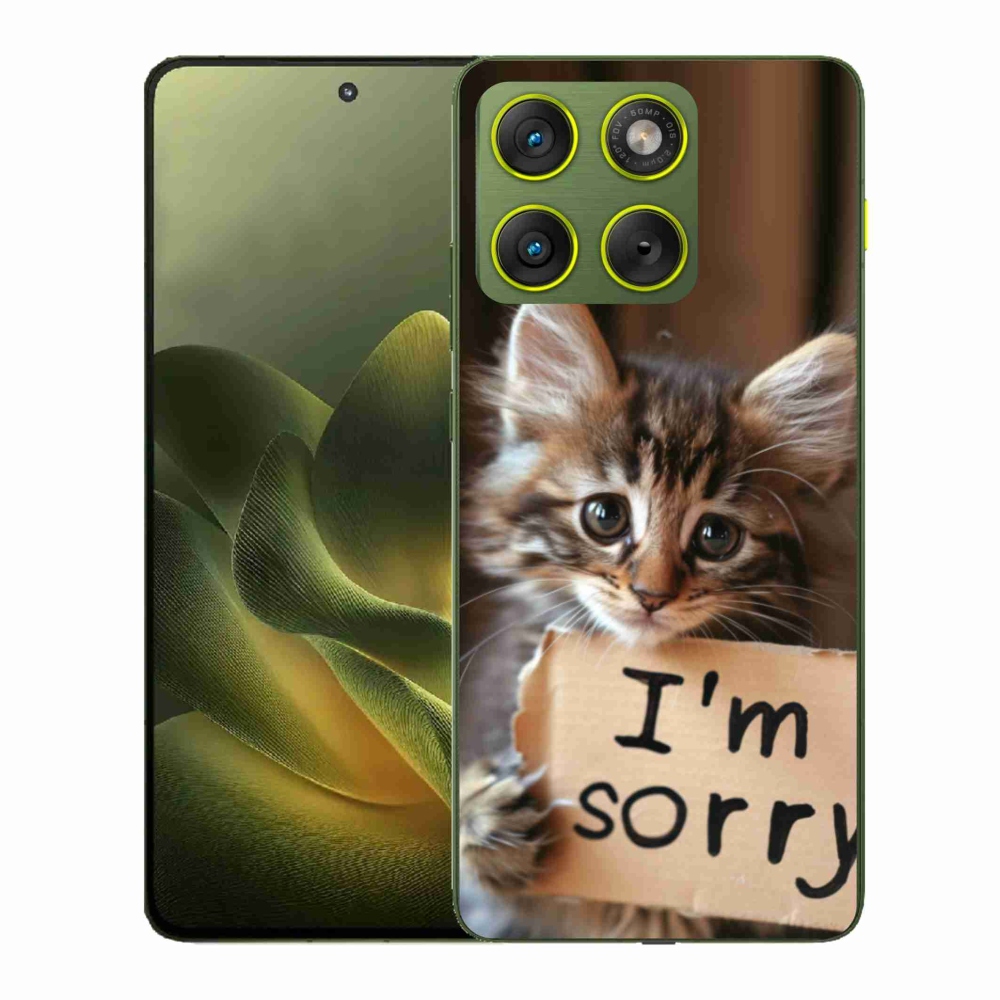 Zselés borítás mmCase a Motorola Edge 70-hez - macska bocsánatkérés