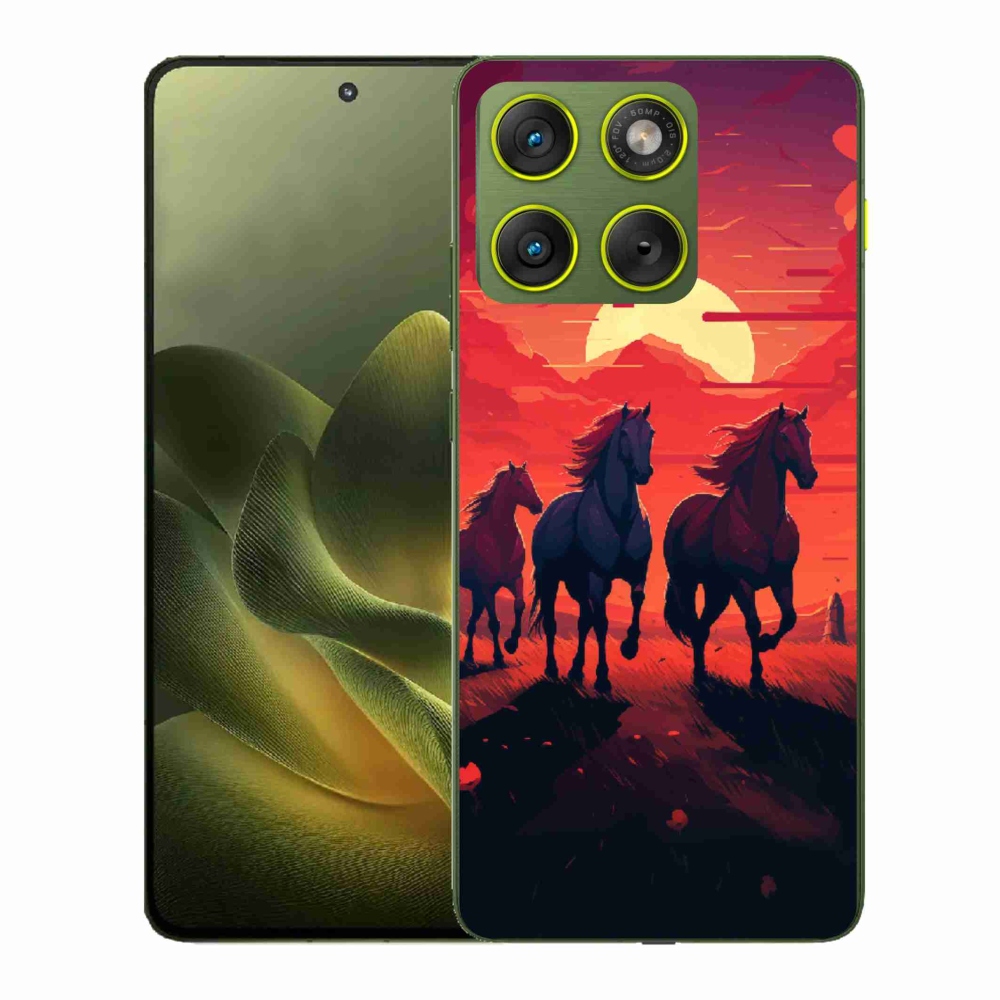Zselés borítás mmCase a Motorola Edge 70 készülékhez - lovak és naplemente
