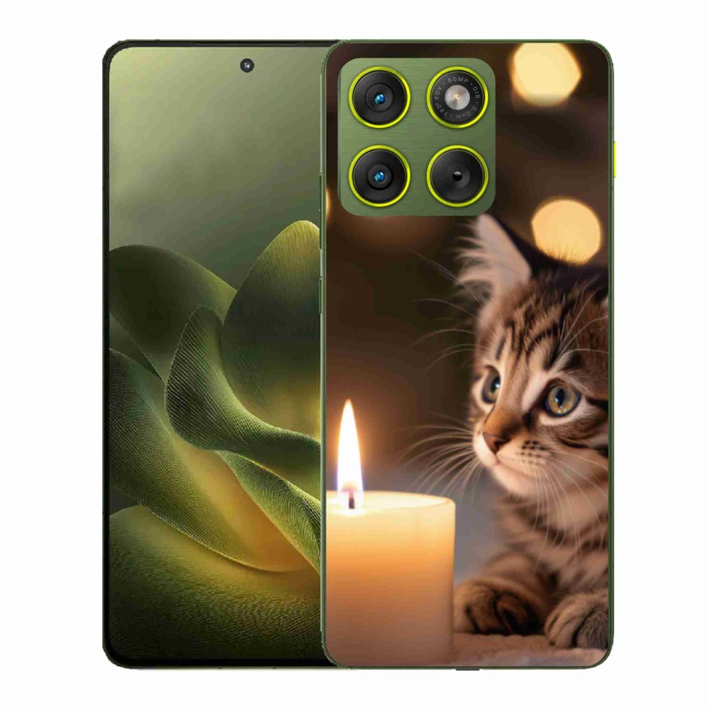 Zselés borítás mmCase a Motorola Edge 70 készülékhez - cica és gyertya