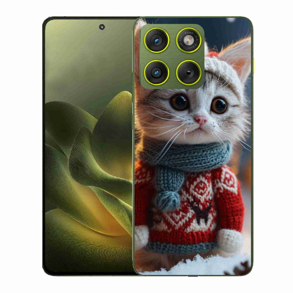 Zselés borítás mmCase a Motorola Edge 70 készülékhez - cica pulóverben