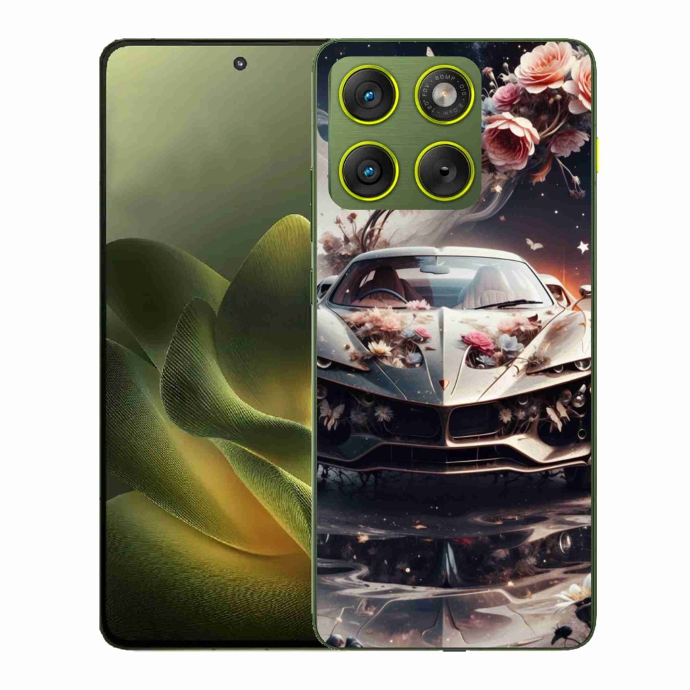 Gél borítás mmCase a Motorola Edge 70-hez - virágos sportkocsihoz