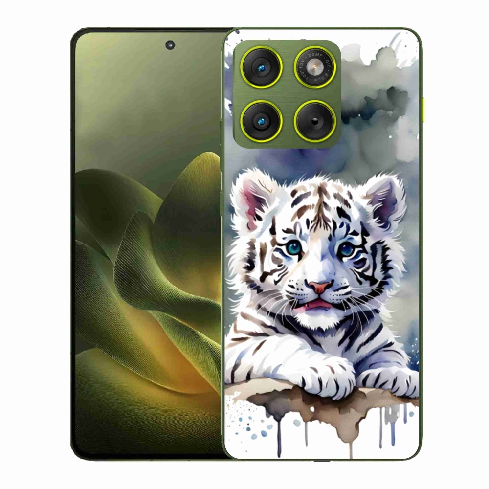 Zselés borítás mmCase a Motorola Edge 70 készülékhez - fehér tigriskölyök