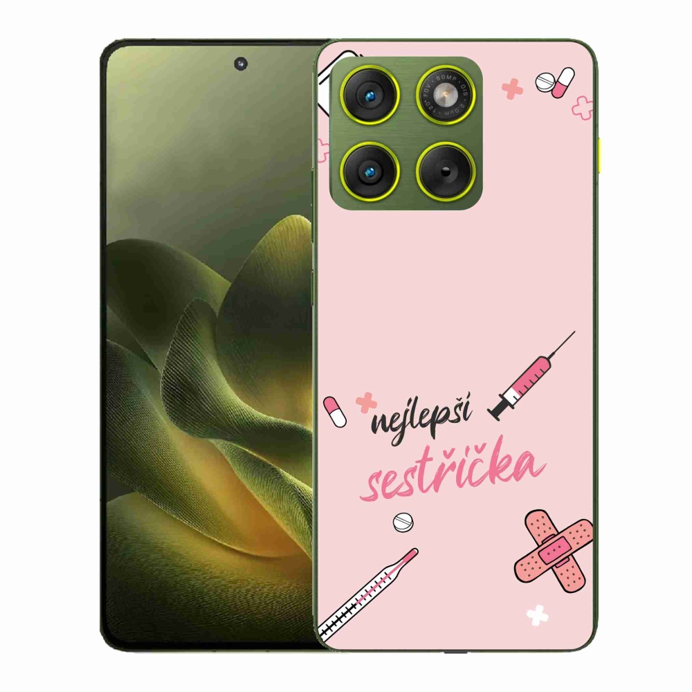 Gél borító mmCase a Motorola Edge 70-en - a legjobb kishúg rózsaszín háttérrel