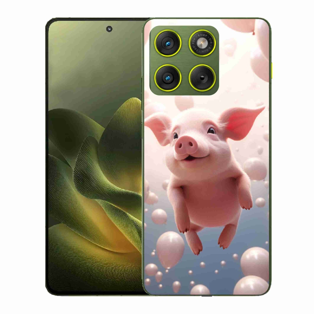 Zselés borítás mmCase a Motorola Edge 70-hez - malacka lufikkal