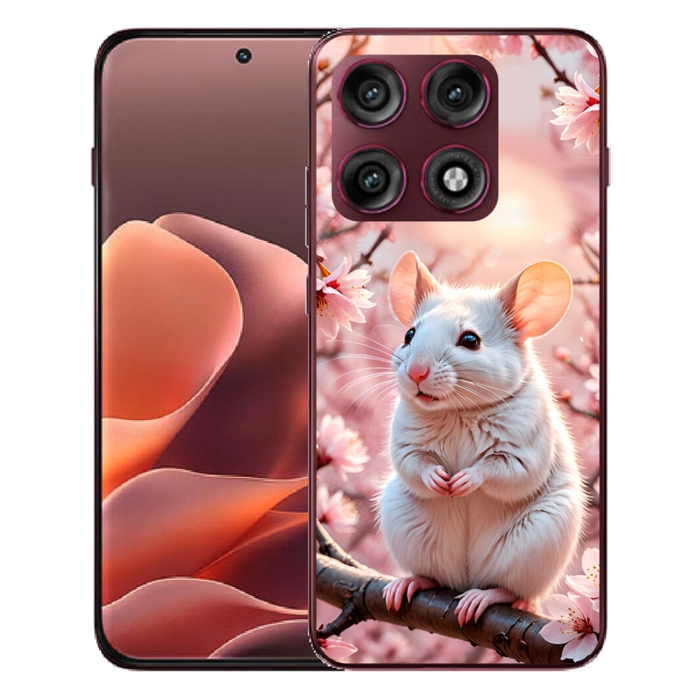 mmCase gélhuzat a Motorola Edge 70 Pro-hoz – fehér egér egy ágon