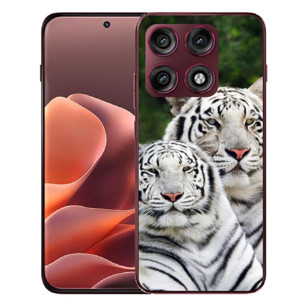 mmCase gélhuzat a Motorola Edge 70 Pro-hoz – fehér tigrisek