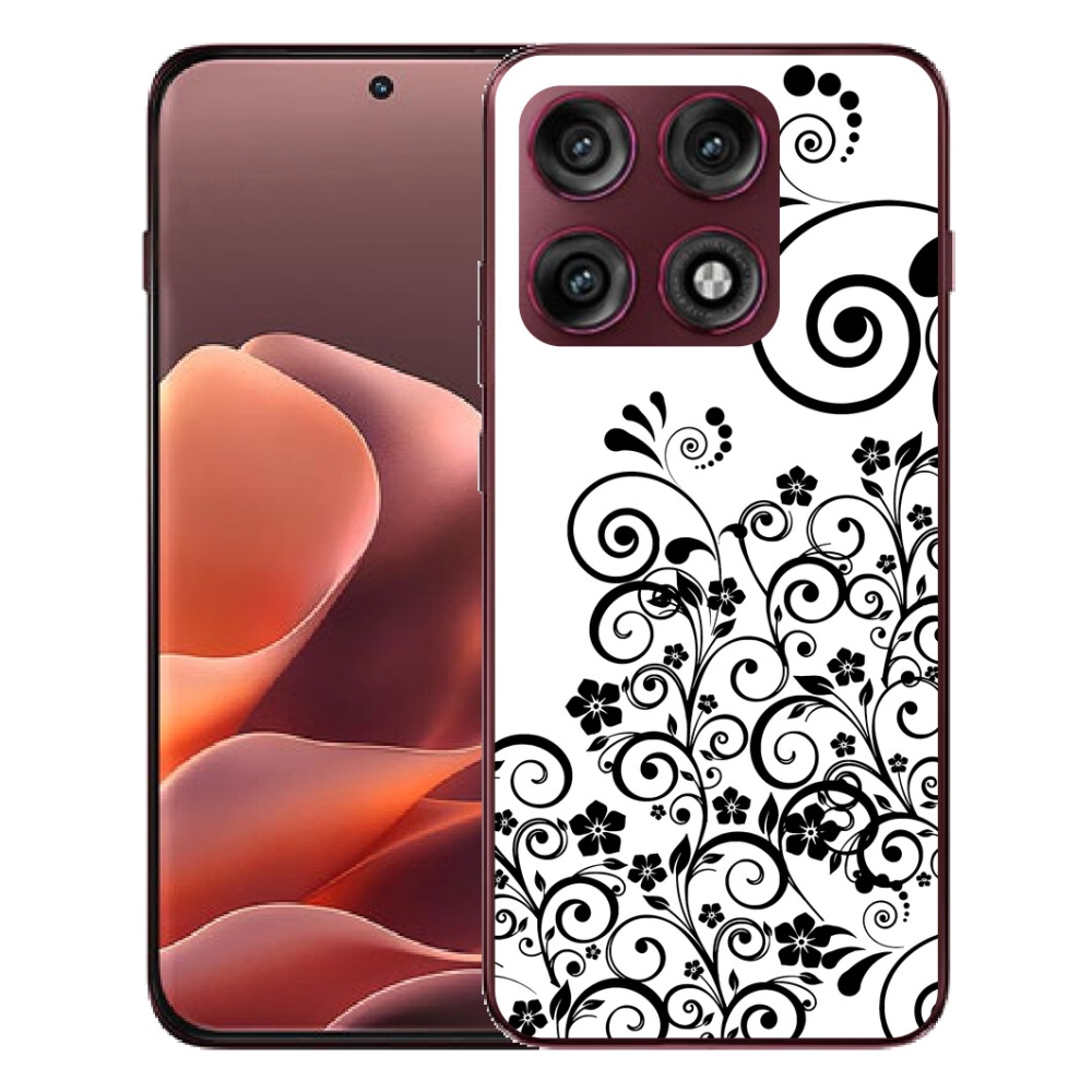 mmCase gél tok a Motorola Edge 70 Pro-hoz – fekete-fehér virágminták