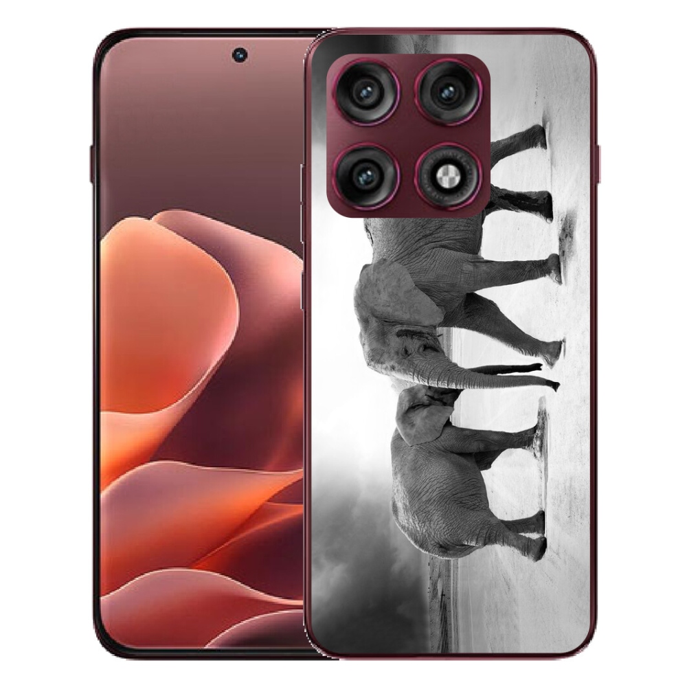 mmCase géltok a Motorola Edge 70 Pro-hoz – fekete-fehér elefántok