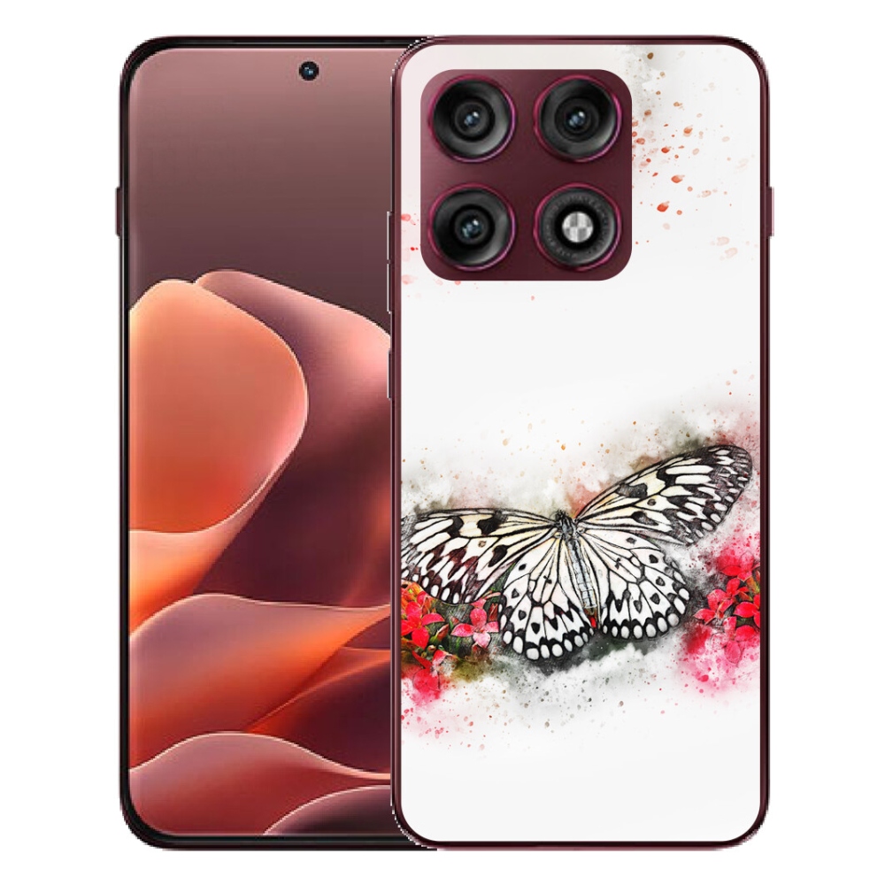 mmCase géltok a Motorola Edge 70 Pro-hoz – fekete-fehér pillangó