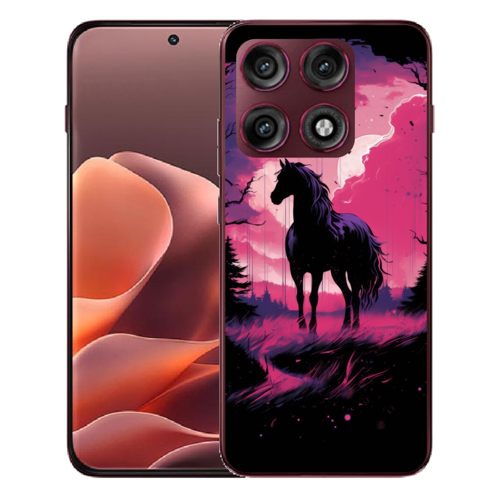 mmCase gél tok a Motorola Edge 70 Pro-hoz – fekete rajzolt ló 1