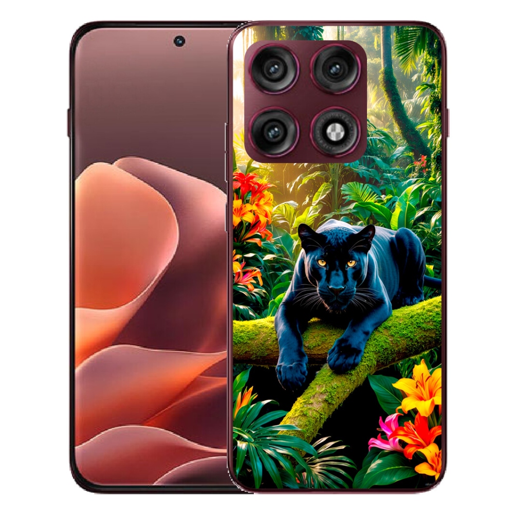 mmCase géltok a Motorola Edge 70 Pro-hoz – fekete párduc a dzsungelben