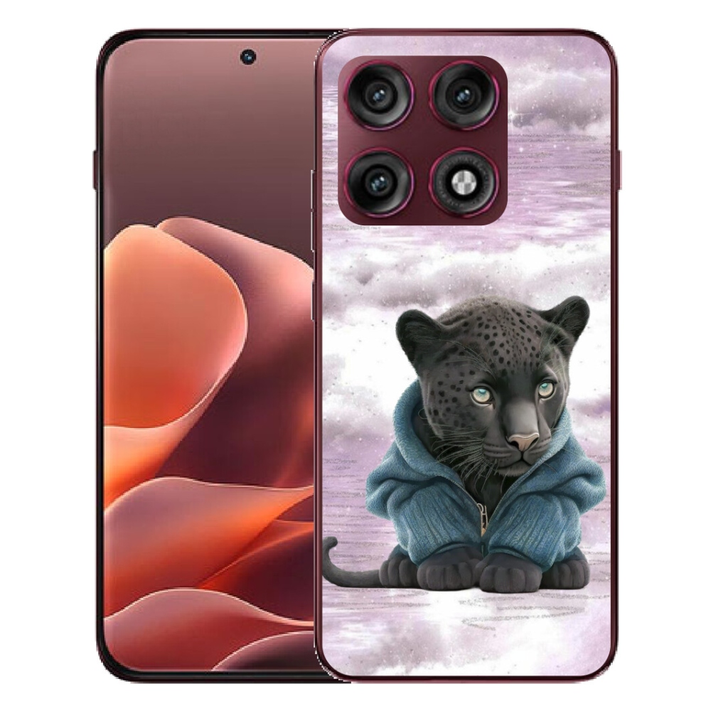 mmCase géltok a Motorola Edge 70 Pro-hoz – fekete párduc pulóverben