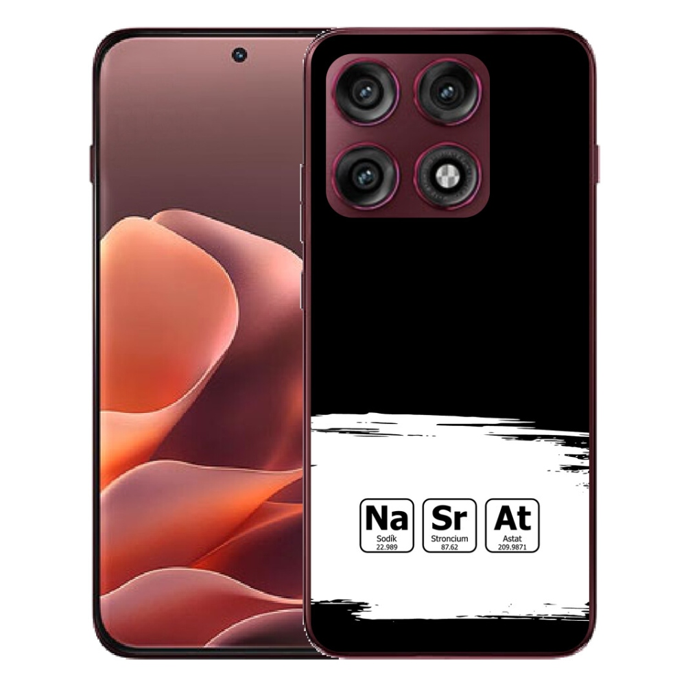 mmCase gél tok a Motorola Edge 70 Pro-hoz – kémiai elemek fehér-fekete háttérrel