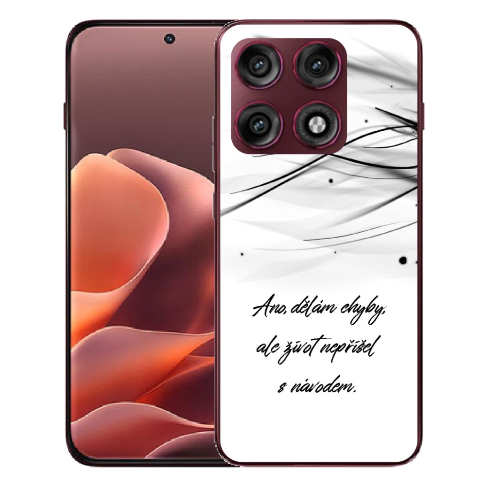 mmCase géltok a Motorola Edge 70 Pro-hoz – idézet fehér háttérrel