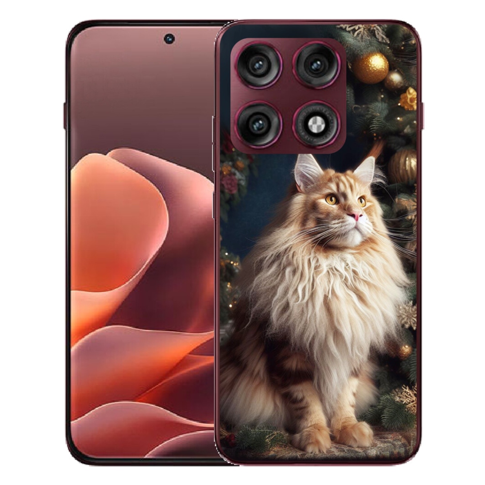 mmCase géltok a Motorola Edge 70 Pro-hoz – macska a karácsonyfa mellett