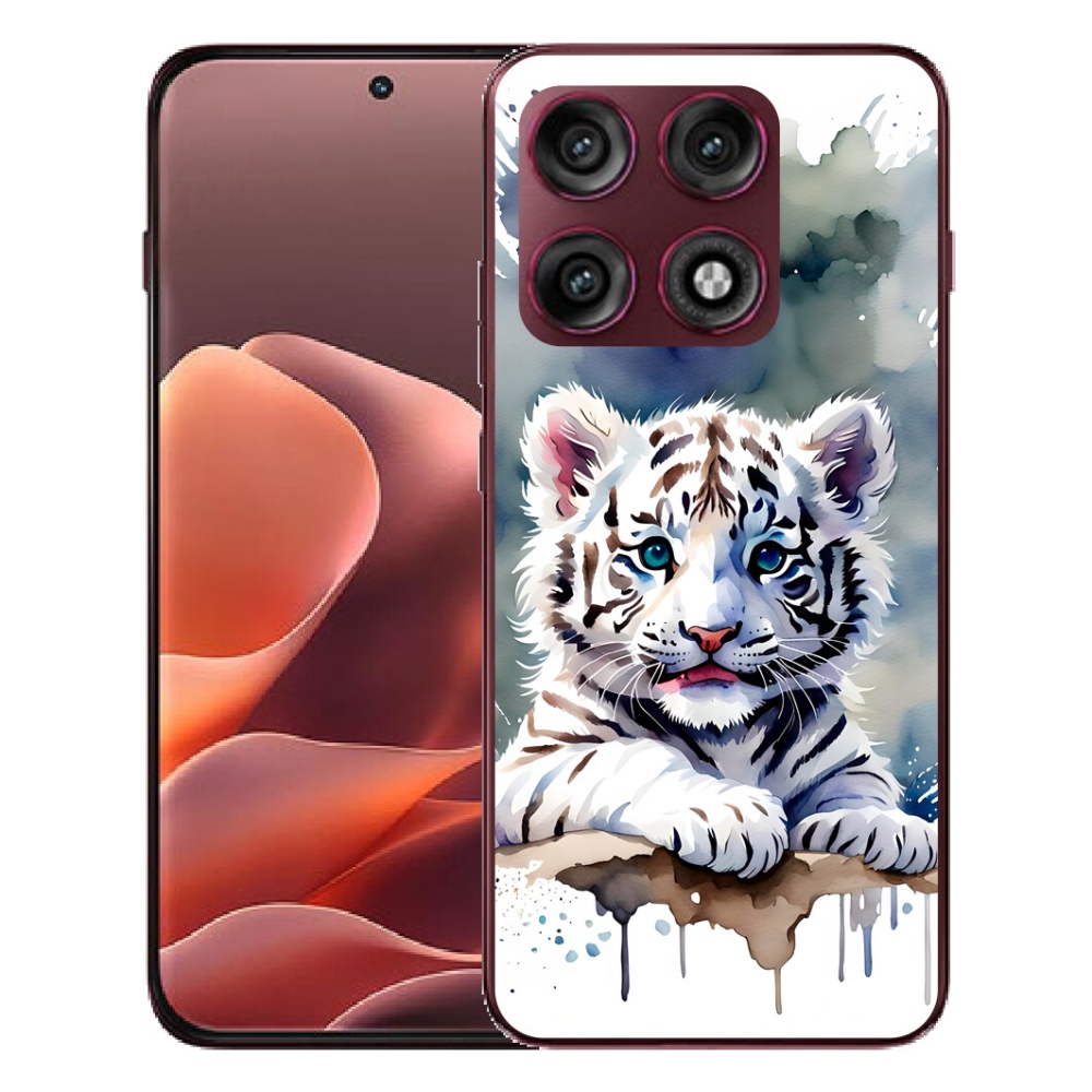 mmCase gélhuzat a Motorola Edge 70 Pro-hoz – fehér tigris kölyök