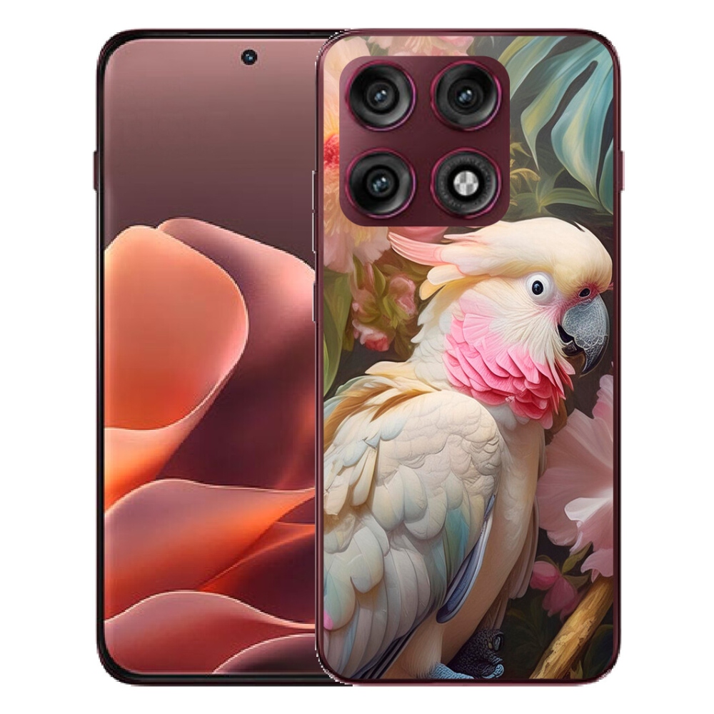 mmCase géltok a Motorola Edge 70 Pro-hoz – rózsaszín kakadu papagáj 2